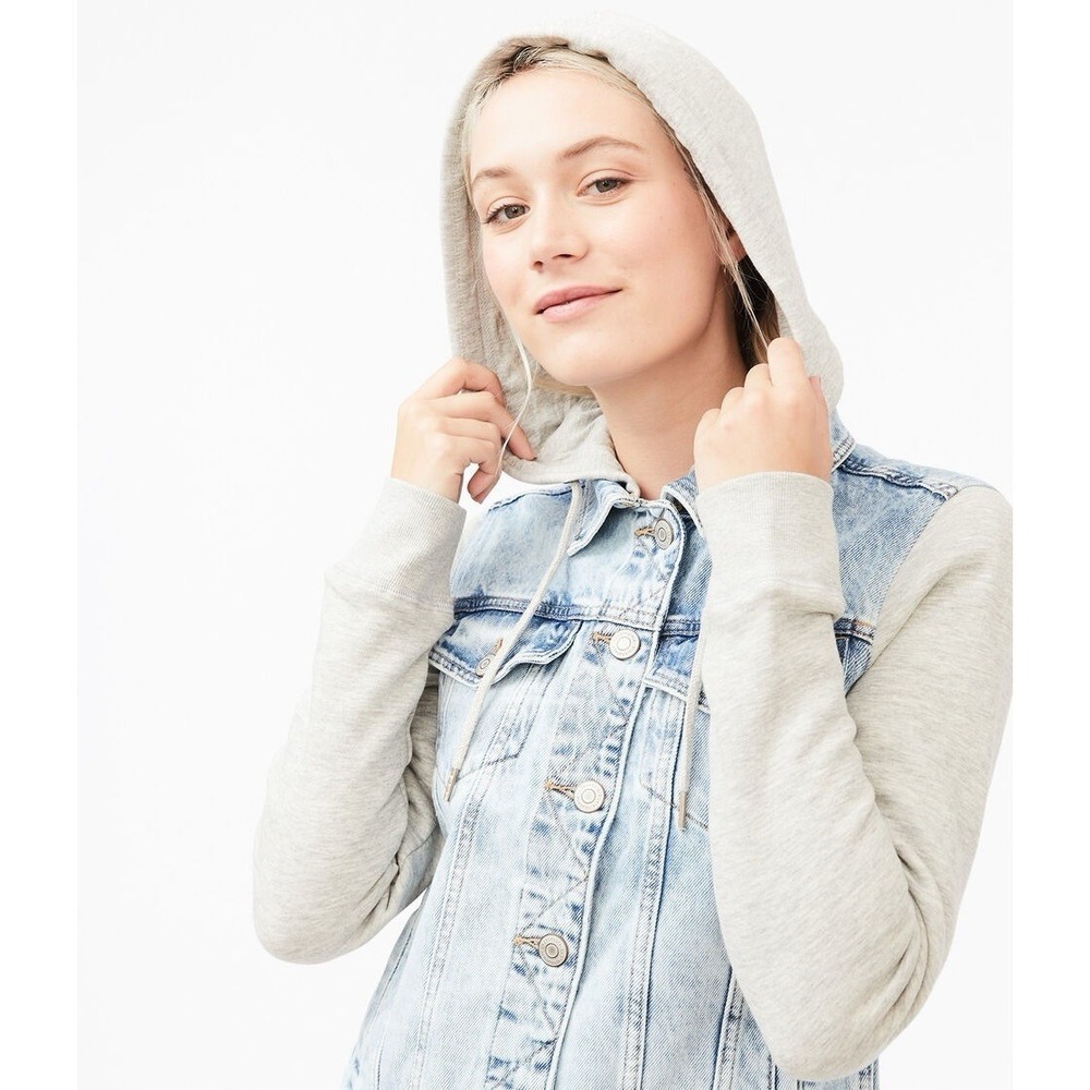 Aeropostale Women's Denim Jean‎ Jacket Distressed Acid Wash Size XL